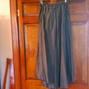 Cynthia Ashby Green Linen Lagenlook skirt L